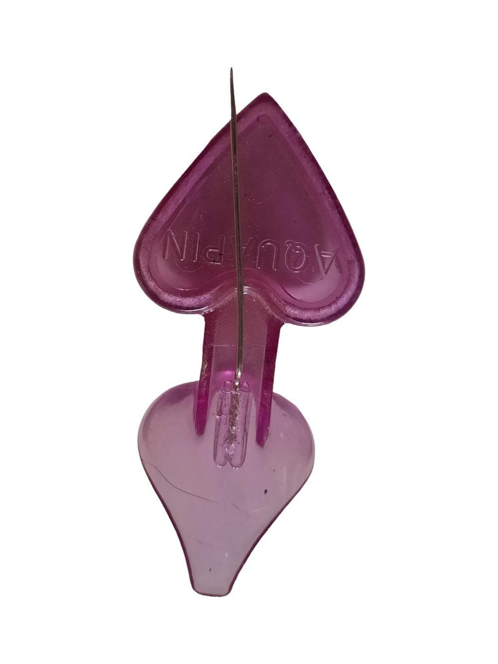 Purple Lucite Heart Aqua Brooch Pin - Picture 2 of 3
